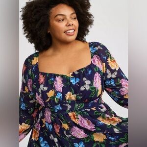 NWOT Peplum Chiffon Long Sleeve Top